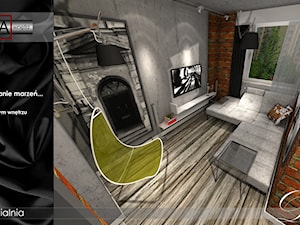 Namiastka loftu w bloku z wielkiej płyty - projekt sypialni z częścią wypoczynką - Sypialnia, styl industrialny - zdjęcie od Pasja Wnętrz