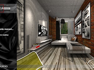 Namiastka loftu w bloku z wielkiej płyty - projekt sypialni z częścią wypoczynką