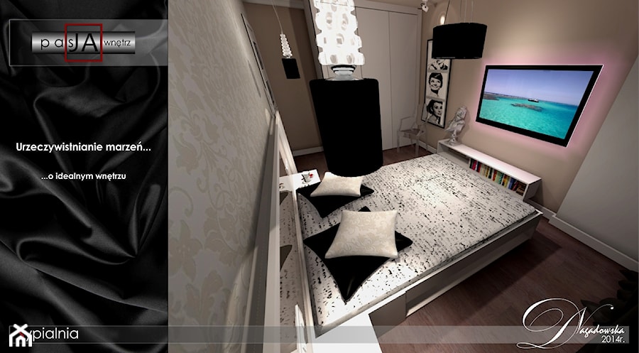Sny w stylu glamour - projekt sypialni - Sypialnia, styl glamour - zdjęcie od Pasja Wnętrz