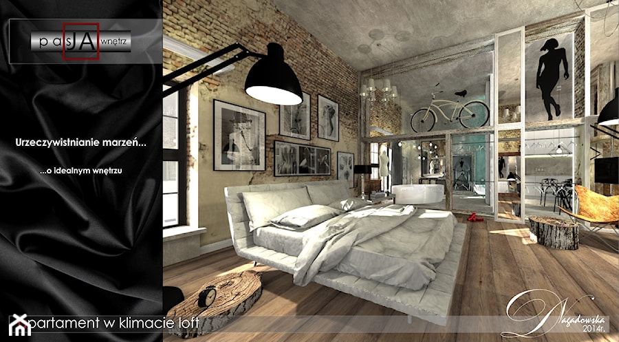 W klimacie starej fabryki - Apartament w stylu LOFT - Sypialnia, styl industrialny - zdjęcie od Pasja Wnętrz