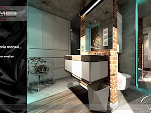 Namiastka loftu w bloku z wielkiej płyty - projekt łazienki - zdjęcie od Pasja Wnętrz