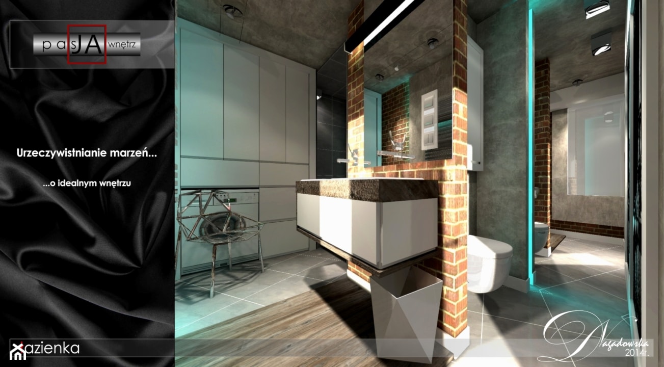 Namiastka loftu w bloku z wielkiej płyty - projekt łazienki - zdjęcie od Pasja Wnętrz - Homebook
