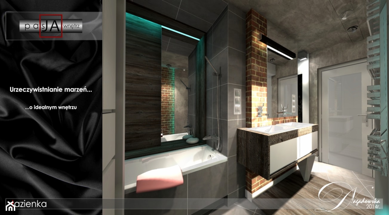 Namiastka loftu w bloku z wielkiej płyty - projekt łazienki - zdjęcie od Pasja Wnętrz - Homebook