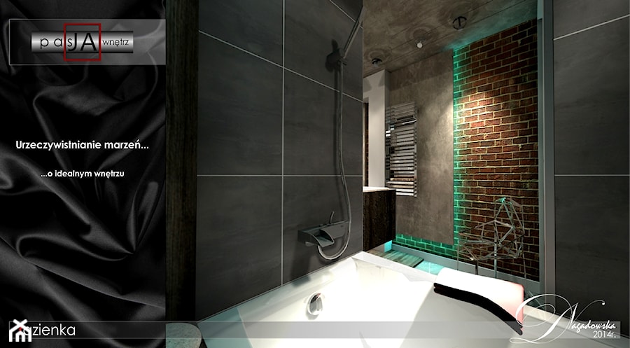 Namiastka loftu w bloku z wielkiej płyty - projekt łazienki - zdjęcie od Pasja Wnętrz