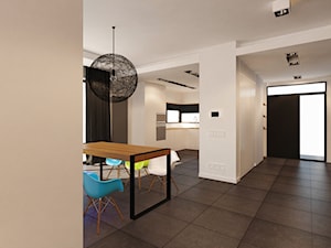 PROJEKT DOMU I WNĘTRZ - Średnia szara jadalnia jako osobne pomieszczenie, styl nowoczesny - zdjęcie od GRUPA HYBRYDA
