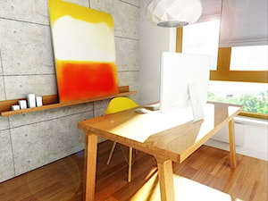 CZERŃ, BIEL I DREWNO w mieszkaniu Warszawa Wilanów 80m2 - Biuro, styl minimalistyczny - zdjęcie od TISSU Architecture