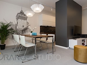 Krakowski Apartament na wynajem - Mały średni salon z kuchnią z jadalnią, styl nowoczesny - zdjęcie od ORANGE STUDIO