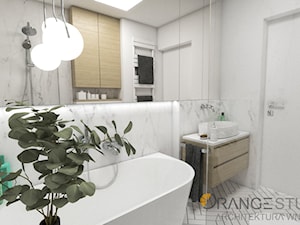 Apartament Morelove, 60m2, Kraków - Średnia bez okna z lustrem łazienka, styl nowoczesny - zdjęcie od ORANGE STUDIO