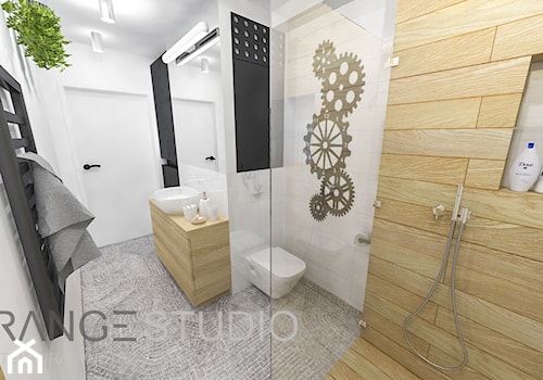 Waska łazienka z duzą kabiną prysznicową - zdjęcie od ORANGE STUDIO
