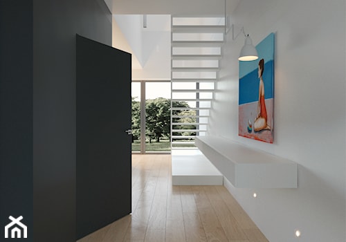 Dom- Dolina Baryczy - Duży biały czarny hol / przedpokój, styl nowoczesny - zdjęcie od 28 FORM