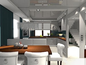 DOM PAJĘCZNO - Średnia biała jadalnia w kuchni, styl nowoczesny - zdjęcie od ALI DECOR ALINA KOWALSKA PROJEKTOWANIE I ARANŻACJA WNĘTRZ