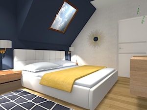 DOM PAJĘCZNO - Mała niebieska szara sypialnia na poddaszu, styl nowoczesny - zdjęcie od ALI DECOR ALINA KOWALSKA PROJEKTOWANIE I ARANŻACJA WNĘTRZ