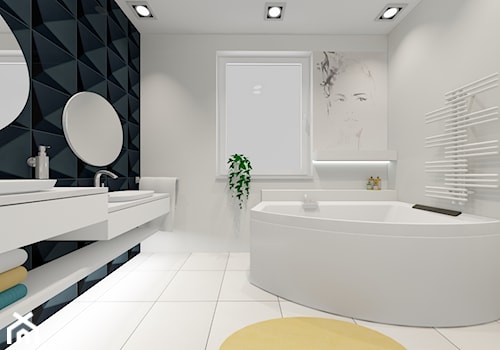 łazienka w 3 wersjach - Średnia z lustrem z dwoma umywalkami z punktowym oświetleniem łazienka z oknem - zdjęcie od ALI DECOR ALINA KOWALSKA PROJEKTOWANIE I ARANŻACJA WNĘTRZ
