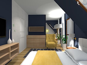 DOM PAJĘCZNO - Średnia biała niebieska sypialnia na poddaszu, styl nowoczesny - zdjęcie od ALI DECOR ALINA KOWALSKA PROJEKTOWANIE I ARANŻACJA WNĘTRZ