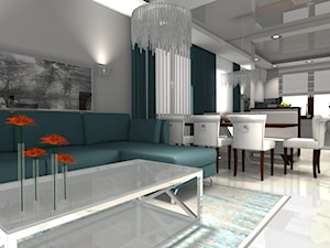 DOM PAJĘCZNO - Duży szary salon z kuchnią z jadalnią, styl nowoczesny - zdjęcie od ALI DECOR ALINA KOWALSKA PROJEKTOWANIE I ARANŻACJA WNĘTRZ