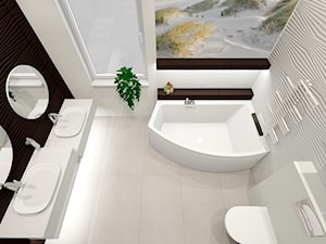 łazienka w 3 wersjach - Średnia z lustrem z dwoma umywalkami łazienka z oknem - zdjęcie od ALI DECOR ALINA KOWALSKA PROJEKTOWANIE I ARANŻACJA WNĘTRZ