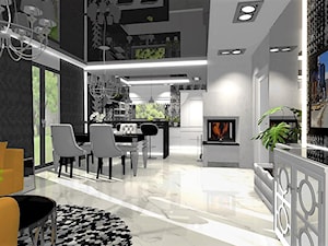 salon - Średni szary salon z kuchnią z jadalnią, styl glamour - zdjęcie od ALI DECOR ALINA KOWALSKA PROJEKTOWANIE I ARANŻACJA WNĘTRZ