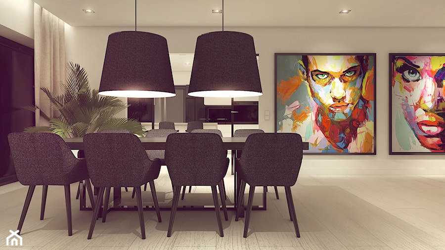 POP ART HOUSE - Duża beżowa jadalnia jako osobne pomieszczenie, styl minimalistyczny - zdjęcie od CUDO STUDIO
