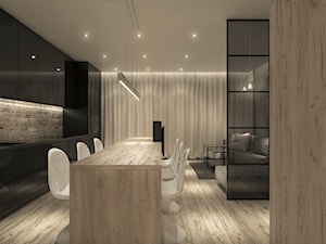 Projekt mieszkania we Wrocławiu - Średnia czarna jadalnia w kuchni, styl minimalistyczny - zdjęcie od CUDO STUDIO