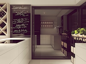POP ART HOUSE - Średnia zamknięta z kamiennym blatem szara z zabudowaną lodówką kuchnia w kształcie litery l z wyspą lub półwyspem z oknem z marmurem nad blatem kuchennym, styl minimalistyczny - zdjęcie od CUDO STUDIO