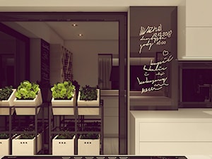 POP ART HOUSE - Mała z salonem czarna z zabudowaną lodówką z podblatowym zlewozmywakiem kuchnia jednorzędowa, styl minimalistyczny - zdjęcie od CUDO STUDIO
