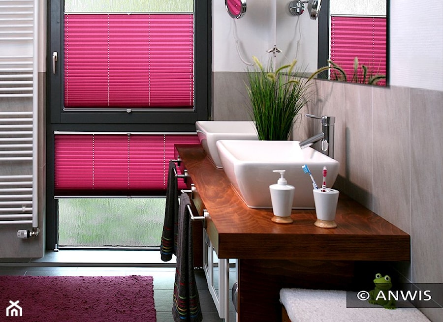 Inspiracje - Średnia z dwoma umywalkami łazienka z oknem, styl nowoczesny - zdjęcie od ANWIS Sp. z o.o.