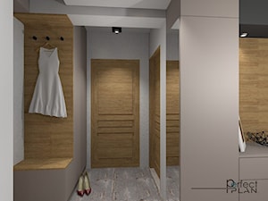 Mieszkanie z nutą loftu - Mały z wieszakiem szary hol / przedpokój, styl nowoczesny - zdjęcie od PerfectPLAN