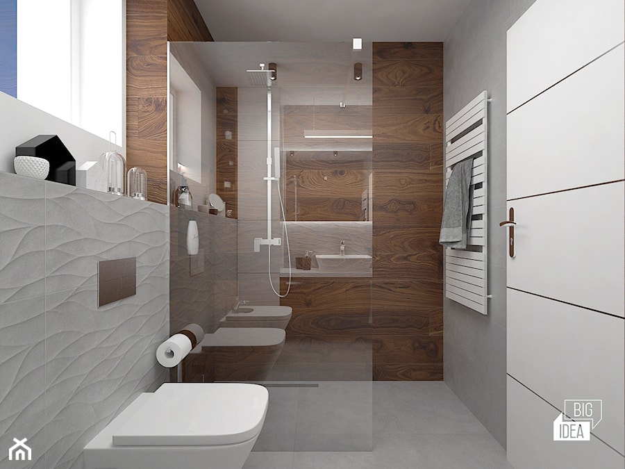 Projekt domu 43 m2 / Damienice - Mała łazienka z oknem, styl nowoczesny - zdjęcie od BIG IDEA studio projektowe