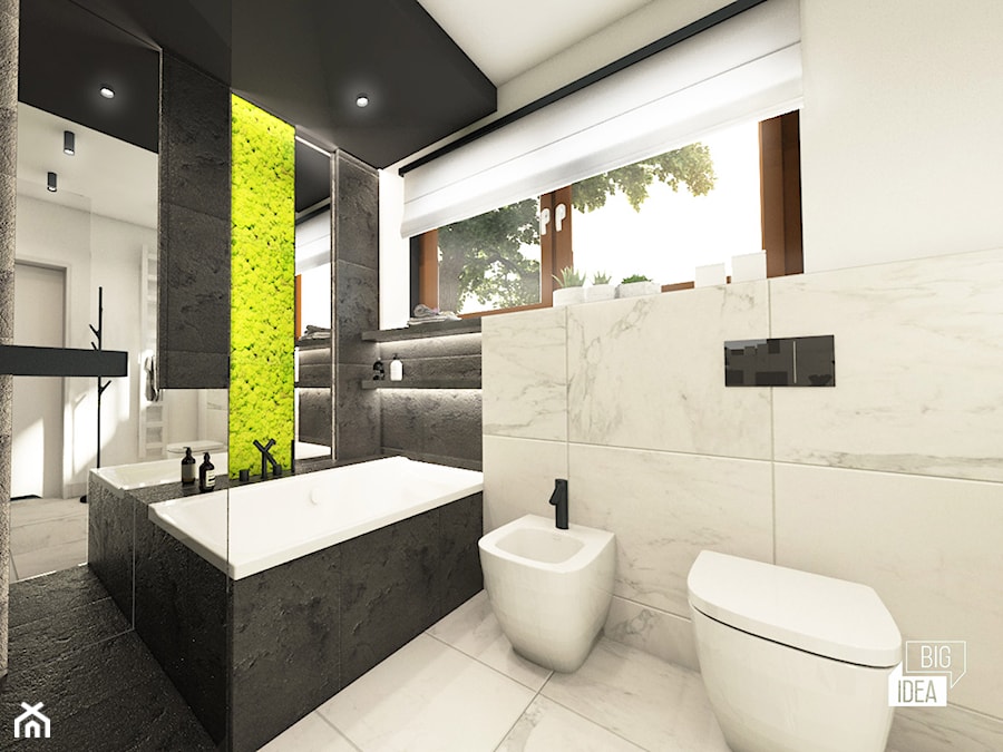Projekt willi 300 m2 cz. II / Bochnia - Średnia z lustrem z punktowym oświetleniem łazienka z oknem, styl nowoczesny - zdjęcie od BIG IDEA studio projektowe