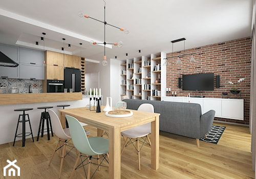 Projekt domu 90 m2 / Kraków - Średnia biała jadalnia w salonie w kuchni, styl nowoczesny - zdjęcie od BIG IDEA studio projektowe