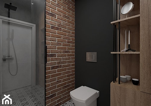 Projekt mieszkania 60 m2 / Duchnice - Mała bez okna z punktowym oświetleniem łazienka, styl industrialny - zdjęcie od BIG IDEA studio projektowe