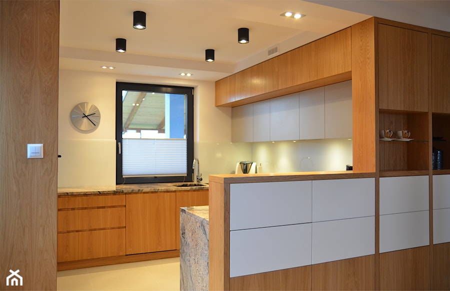 Projekt salonu z aneksem kuchennym 36 m2 / Bochnia - Kuchnia, styl minimalistyczny - zdjęcie od BIG IDEA studio projektowe