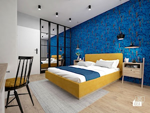 Projekt domu 107,52 m2 / Wieliczka - Średnia niebieska szara z biurkiem sypialnia, styl nowoczesny - zdjęcie od BIG IDEA studio projektowe
