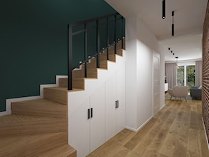 Projekt domu 90 m2 / Kraków - Średni biały butelkowa zieleń zielony hol / przedpokój, styl nowoczesny - zdjęcie od BIG IDEA studio projektowe