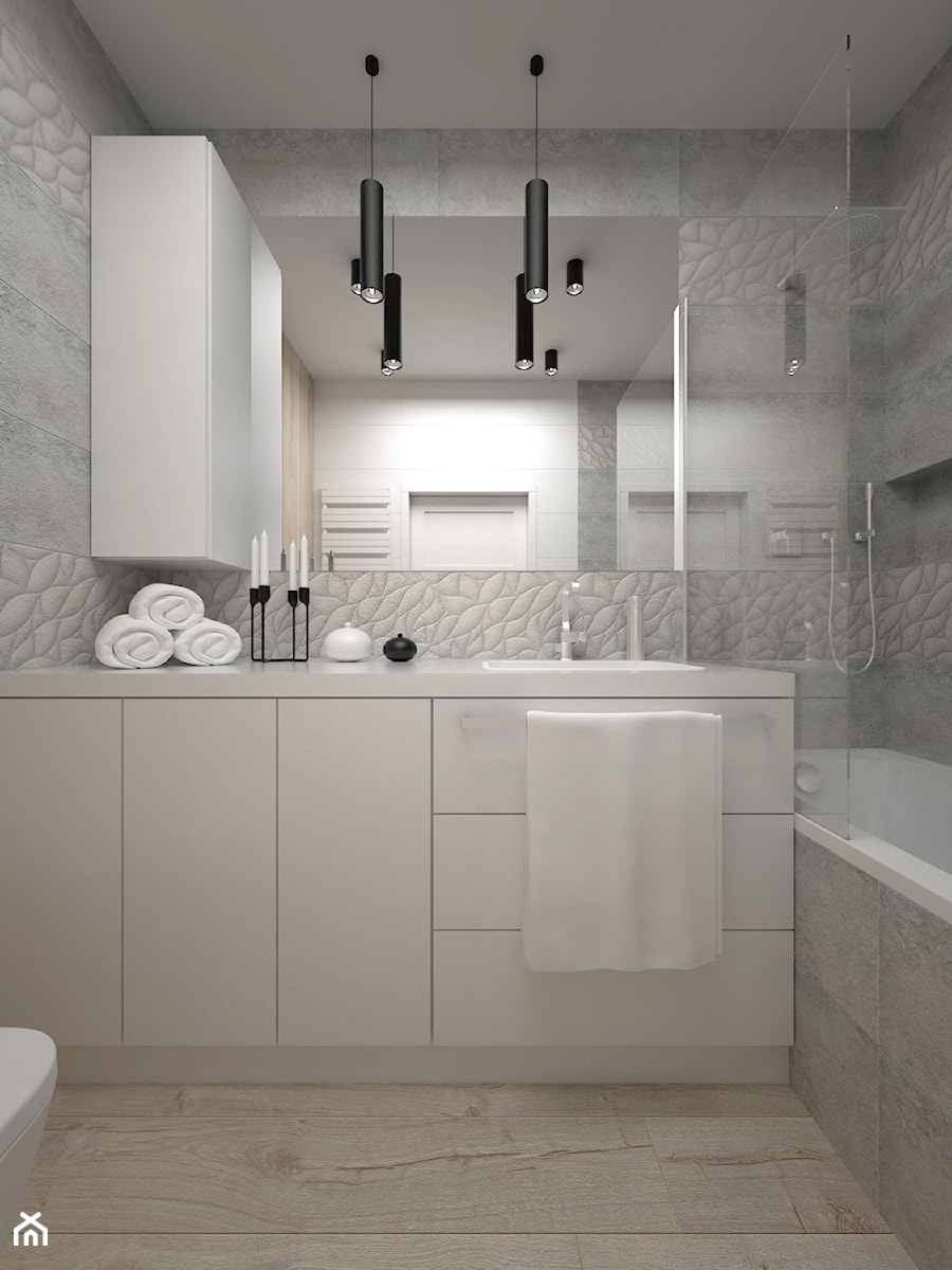 Projekt mieszkania 60 m2 / Kraków - Mała łazienka, styl minimalistyczny - zdjęcie od BIG IDEA studio projektowe