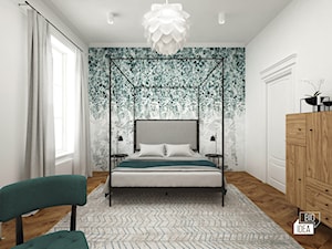Projekt mieszkania w kamienicy 90 m2 / Kraków - Duża biała sypialnia, styl nowoczesny - zdjęcie od BIG IDEA studio projektowe