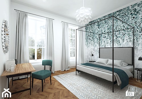 Projekt mieszkania w kamienicy 90 m2 / Kraków - Średnia biała sypialnia, styl nowoczesny - zdjęcie od BIG IDEA studio projektowe
