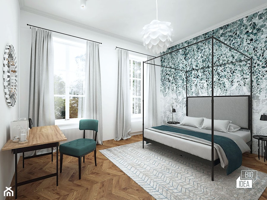 Projekt mieszkania w kamienicy 90 m2 / Kraków - Średnia biała sypialnia, styl nowoczesny - zdjęcie od BIG IDEA studio projektowe
