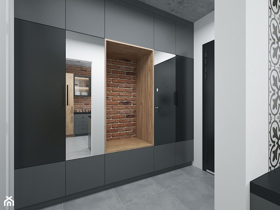 Projekt mieszkania 60 m2 / Duchnice - Hol / przedpokój, styl industrialny - zdjęcie od BIG IDEA studio projektowe