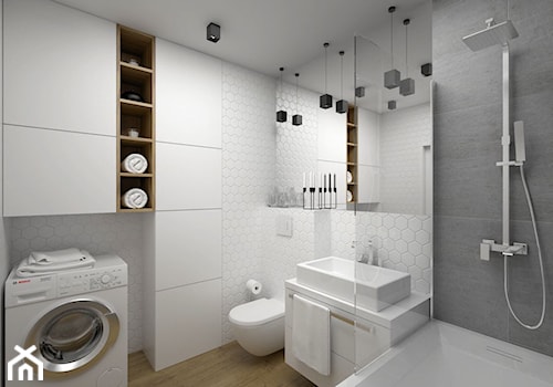 Projekt łazienki 5 m2 / Kraków - Średnia z pralką / suszarką łazienka, styl minimalistyczny - zdjęcie od BIG IDEA studio projektowe