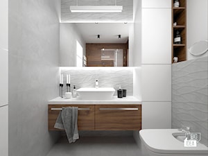 Projekt domu 43 m2 / Damienice - Średnia bez okna z lustrem z punktowym oświetleniem łazienka, styl nowoczesny - zdjęcie od BIG IDEA studio projektowe