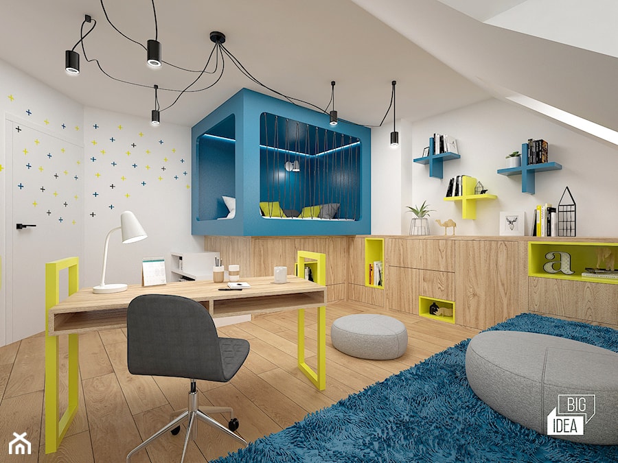 Projekt willi 300 m2 cz. I / Bochnia - Duży biały pokój dziecka dla nastolatka dla chłopca, styl nowoczesny - zdjęcie od BIG IDEA studio projektowe