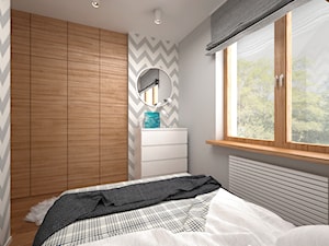 Projekt mieszkania 30 m2 / Kraków - Mała szara sypialnia, styl skandynawski - zdjęcie od BIG IDEA studio projektowe
