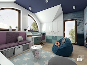 Projekt willi 300 m2 cz. I / Bochnia - Duży biały czarny pokój dziecka dla nastolatka dla dziewczynki, styl nowoczesny - zdjęcie od BIG IDEA studio projektowe