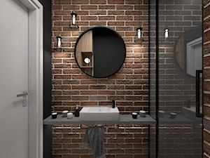 Projekt mieszkania 60 m2 / Duchnice - Mała bez okna z lustrem z punktowym oświetleniem łazienka, styl industrialny - zdjęcie od BIG IDEA studio projektowe
