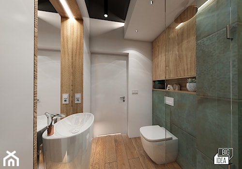 Projekt willi 300 m2 cz. II / Bochnia - Średnia bez okna z punktowym oświetleniem łazienka, styl nowoczesny - zdjęcie od BIG IDEA studio projektowe