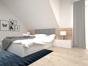 Projekt poddasza 45 m2 / Jabłonka - Duża biała sypialnia na poddaszu, styl skandynawski - zdjęcie od BIG IDEA studio projektowe
