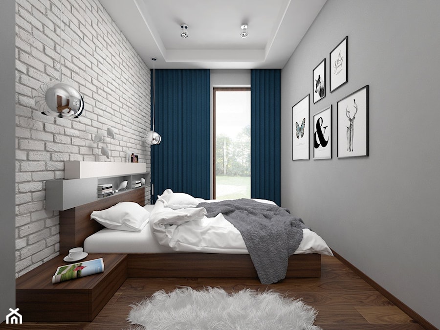 Projekt mieszkania 57 m2 / Kraków - Średnia szara sypialnia, styl nowoczesny - zdjęcie od BIG IDEA studio projektowe