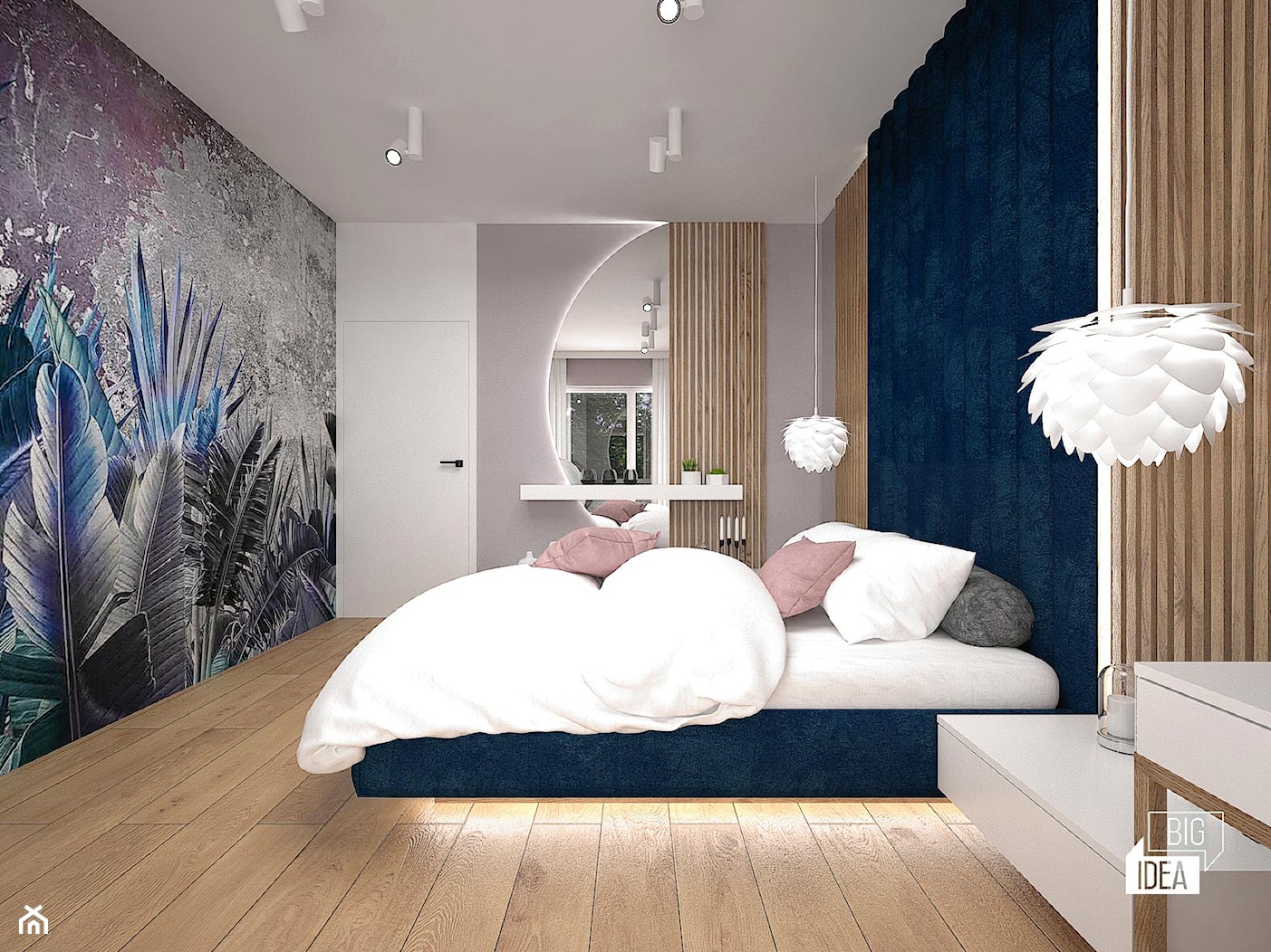 szara sypialnia, styl nowoczesny - zdjęcie od BIG IDEA studio projektowe - Homebook