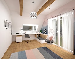 Pokoje dla dzieci 17 + 17 m2 / Nowy Targ - Duży biały szary pokój dziecka dla nastolatka dla chłopca ... - zdjęcie od BIG IDEA studio projektowe - Homebook